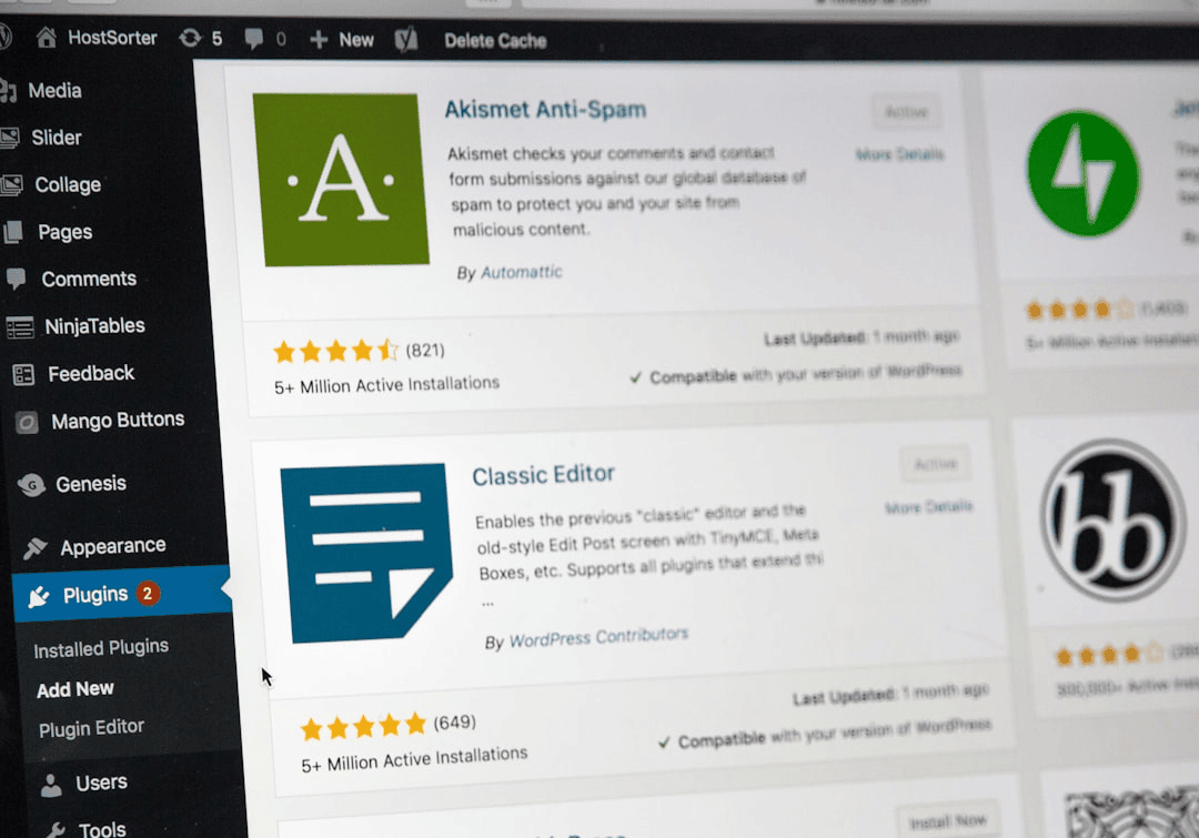 Wordpress interface