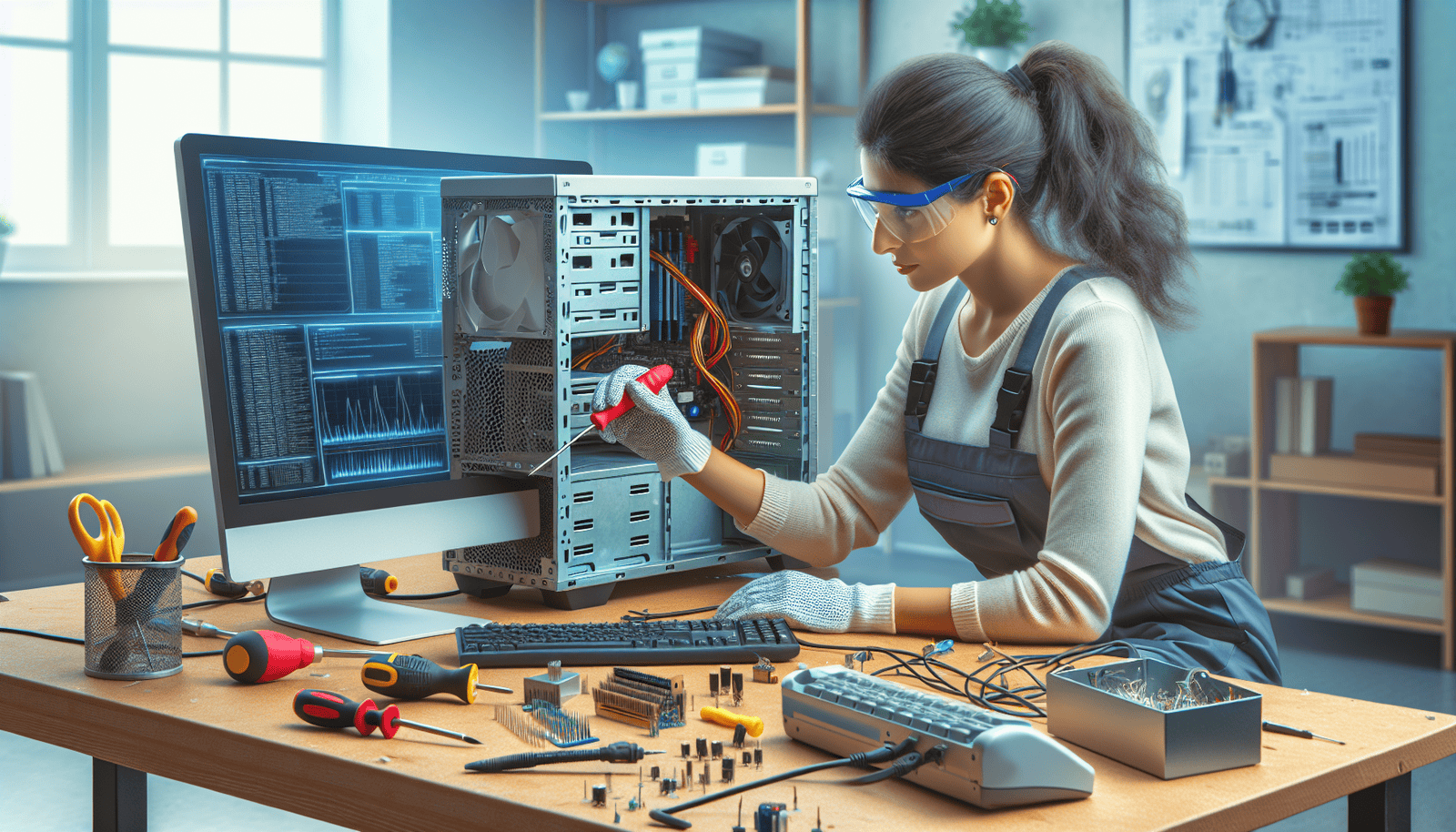 woman working on PC