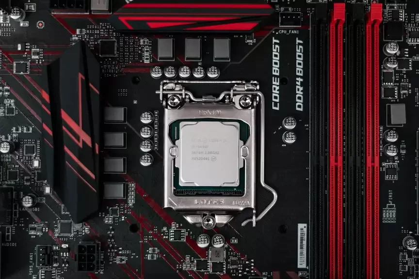 red and black mother board